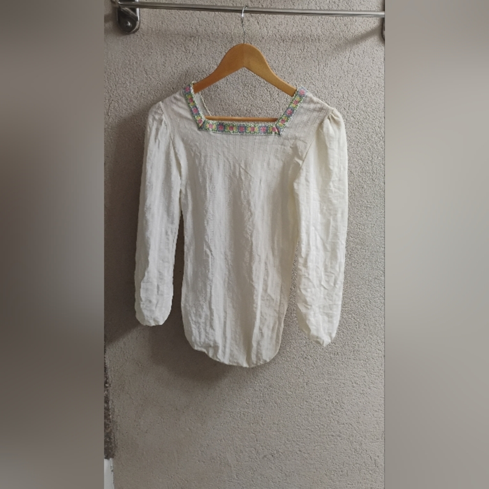 Vintage 1960s 1970s Medieval Revival Long Puff Sleeve Bodysuit